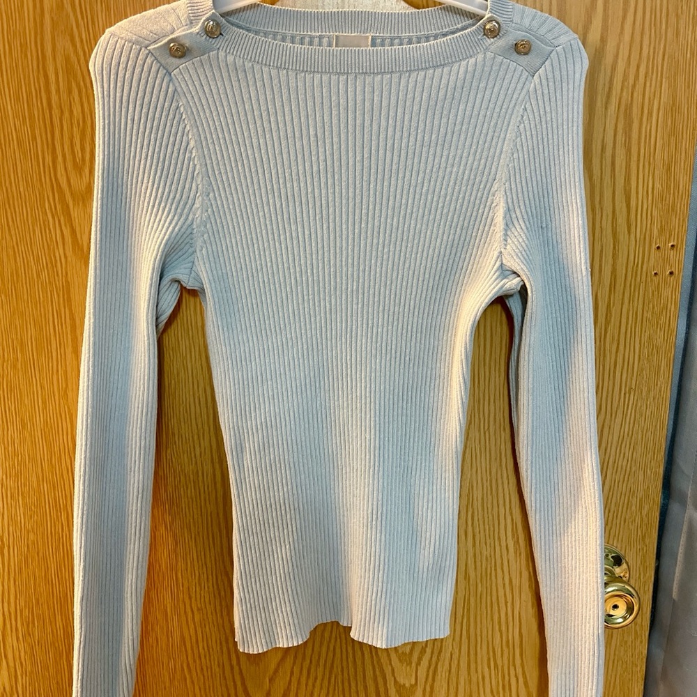 H&M Light Blue Ribbed Long Sleeve Top